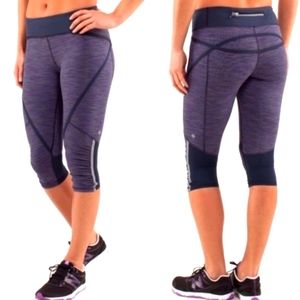 Lululemon Run Pace Crop Leggings Wee Are From Space Deep Indigo Multi/ Inkwell